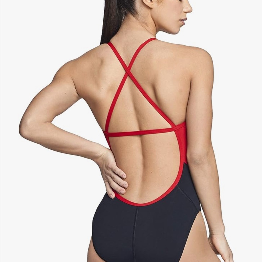 NWT Speedo Women's Swimsuit One Piece Endurance Adult Team Colors Red/Black 38 - Picture 2 of 6